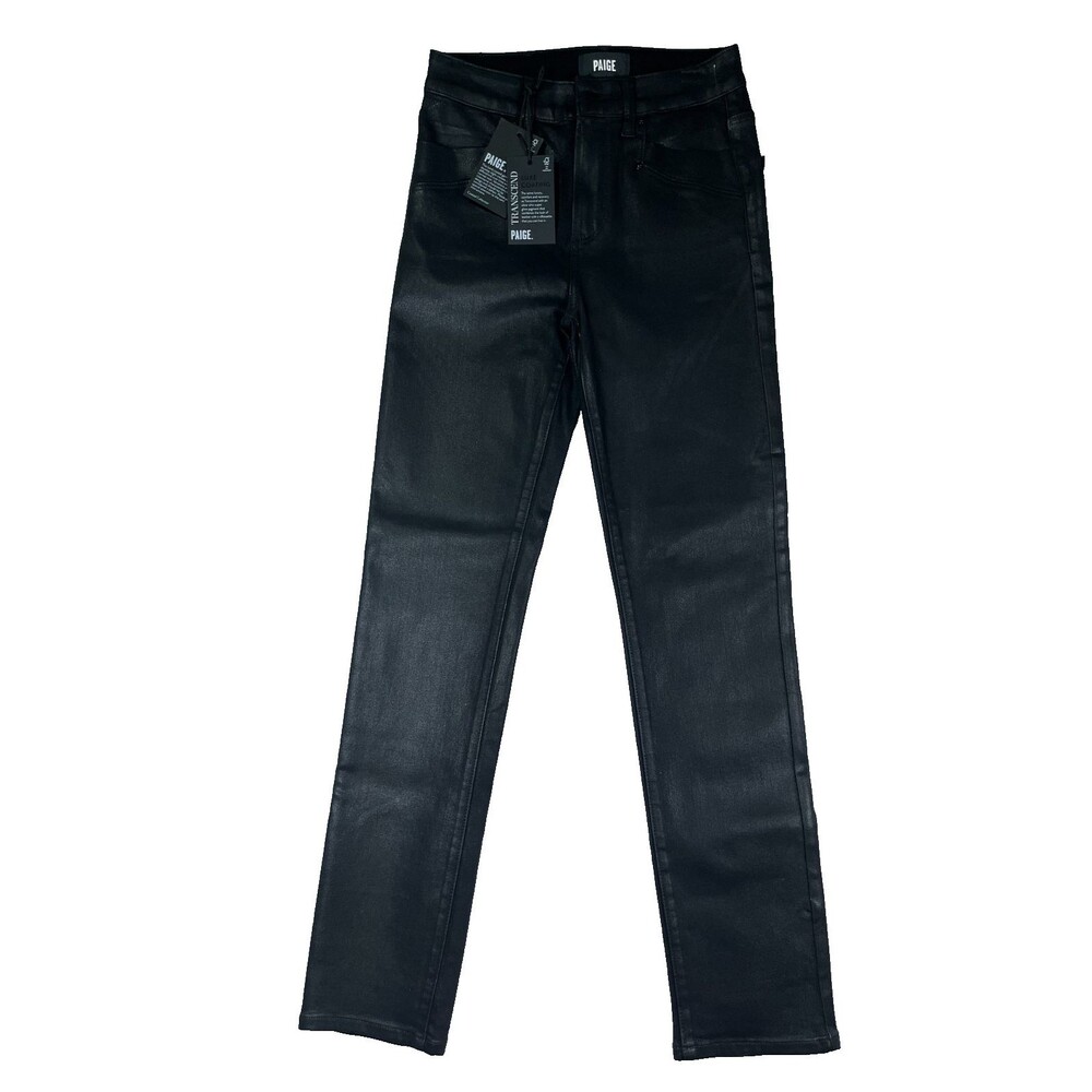NWT Paige Gemma Gita Pocket Black Fog Luxe Coated Skinny Jeans Womens 26
